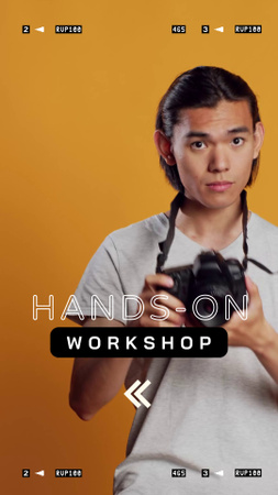 Designvorlage Professionelle Fotografie-Workshop-Werbung in Orange für TikTok Video