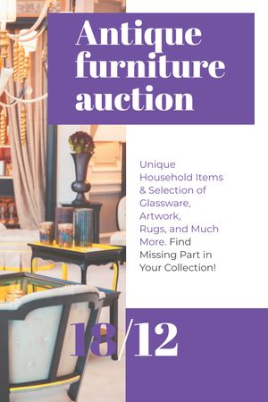 Plantilla de diseño de Antique Furniture Auction Vintage Wooden Pieces Tumblr 