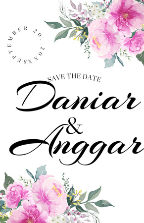 Template di design Save the Date of Wedding in Beautiful Floral Frame Invitation 5.5x8.5in