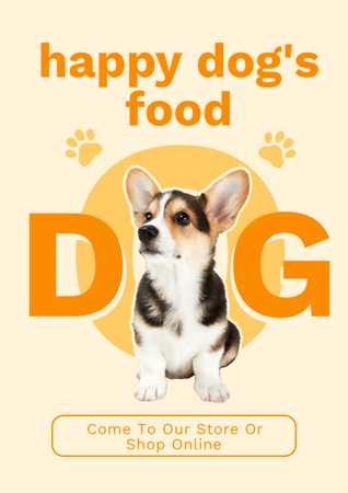 Dog's Food Ad with Corgi Poster Design Template