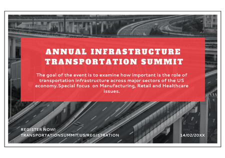 Annual Infrastructure Transportation Summit Announcement Flyer A5 Horizontal Design Template