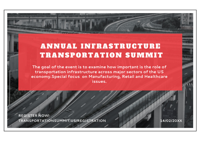 Annual Summit on Infrastructure and Transportation Flyer A5 Horizontal Šablona návrhu
