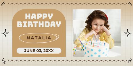 Beige Layout of Greeting on Birthday Twitter Design Template