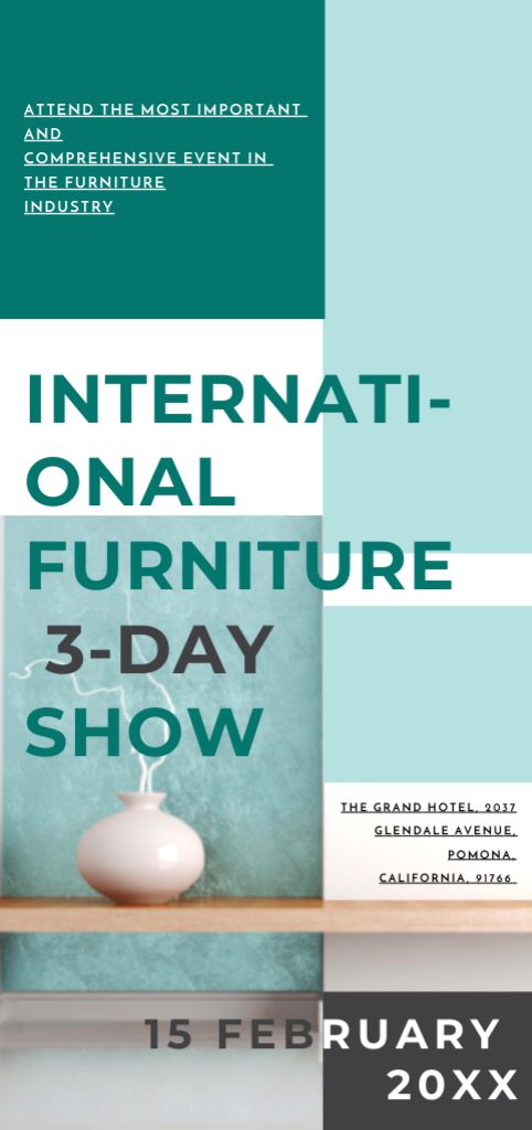 Furniture Show Announcement with Decorative Vase Flyer DIN Large – шаблон для дизайна