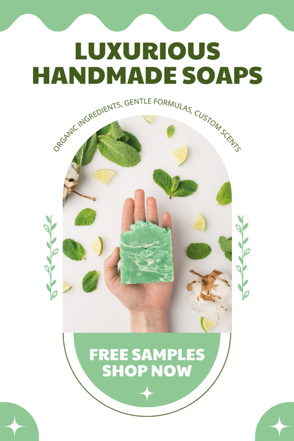 Designvorlage Handmade Herbal Luxury Soap Sale für Pinterest