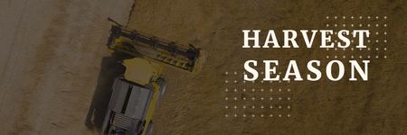 Agricultural Machinery Industry with Harvester Working in Field In Season Email header Design Template
