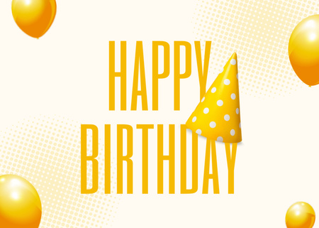Sarı 3D Unsurlarla Doğum Günü Tebrikü Postcard 5x7in Tasarım Şablonu