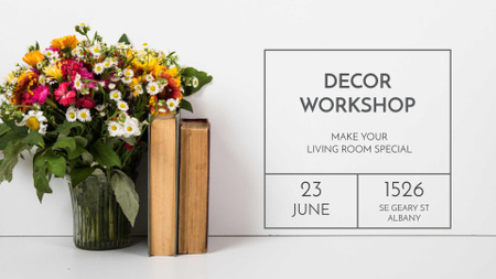 Designvorlage Cute Flower Bouquet with Old Books für FB event cover