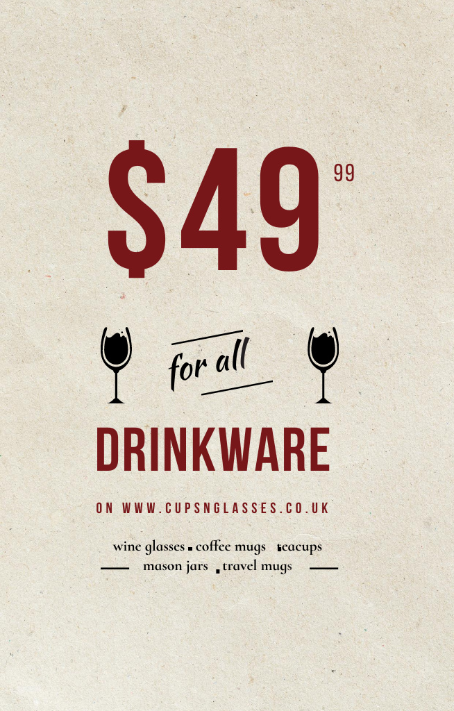 Drinkware Sale Ad in Retro Style Invitation 4.6x7.2in – шаблон для дизайну
