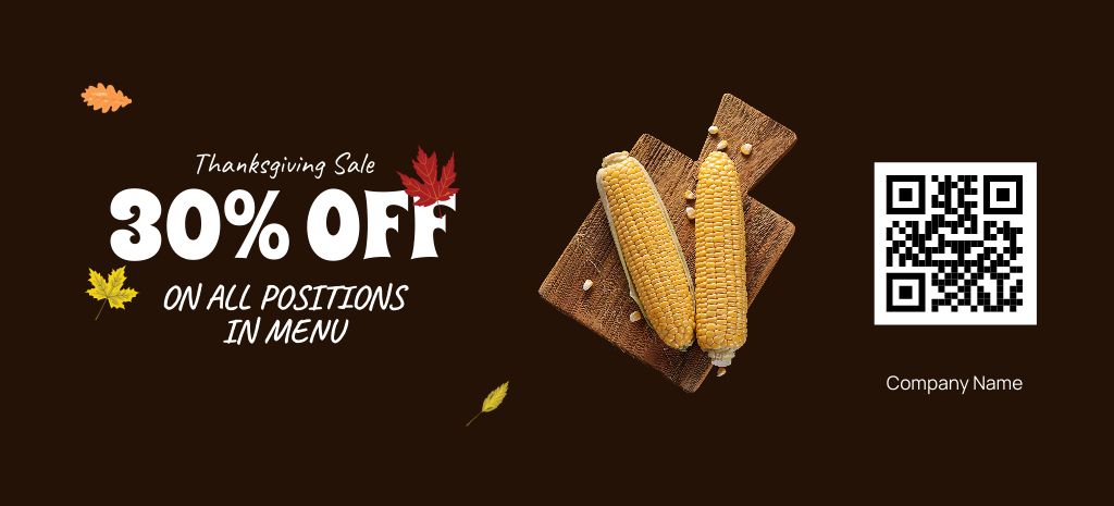 Modèle de visuel Thanksgiving Discount Ad with Yummy Corn - Coupon 3.75x8.25in