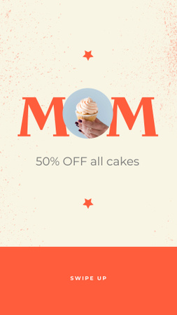 Ontwerpsjabloon van Instagram Story van heerlijke taarten aanbieding op moederdag