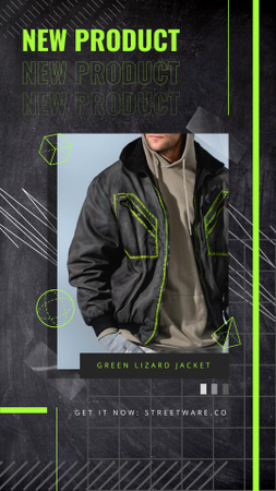 anúncio de moda com homem em jaqueta elegante Instagram Story Modelo de Design