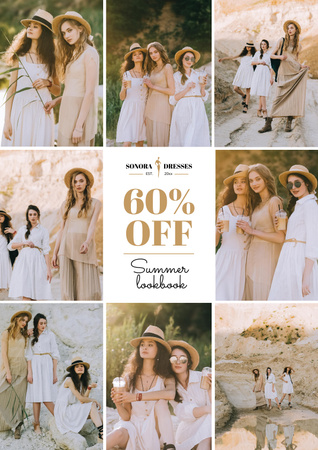 Template di design vendita di moda con le donne in abiti leggeri Poster