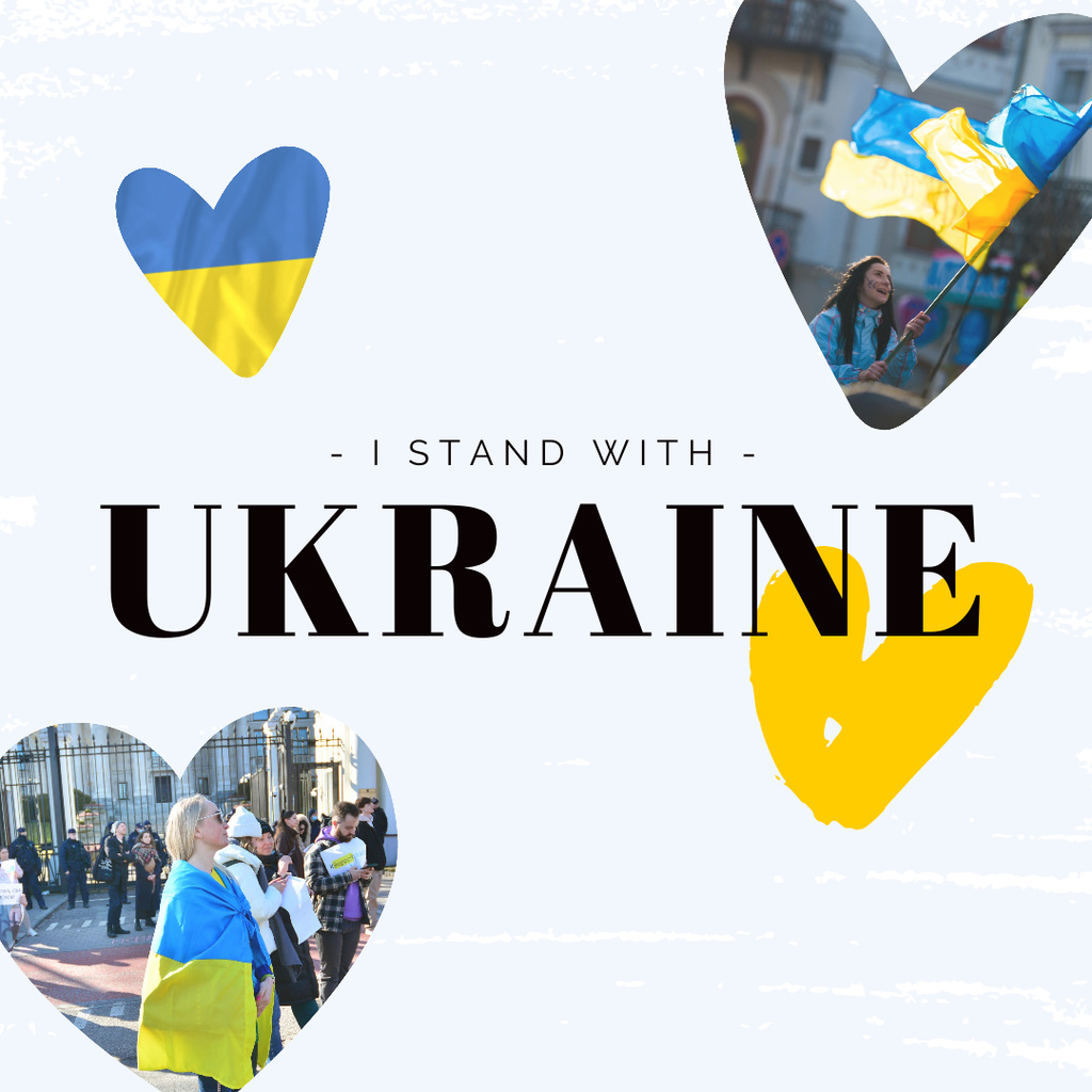 Modèle de visuel Flags Waving in Heartfelt Solidarity with Ukraine - Instagram
