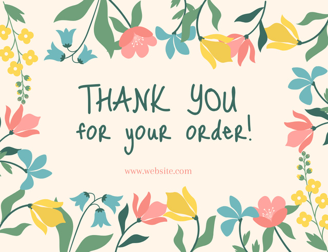 Thank You for Your Order Text in Handwritten Font Thank You Card 5.5x4in Horizontal Tasarım Şablonu