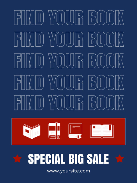 Book Sale Announcement Poster US Design Template