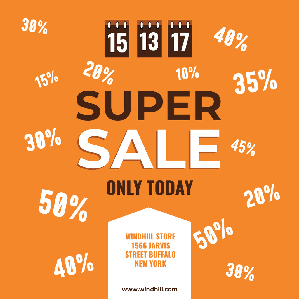 Super sale Ad on orange Instagram tervezősablon