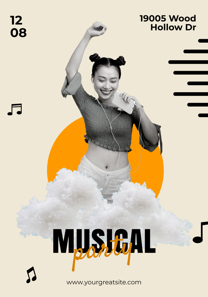 Music Party Announcement Poster 28x40in tervezősablon