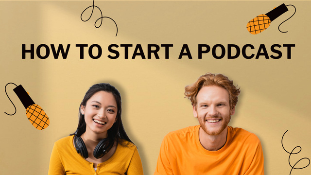 Beginner Tips for Starting a Podcast Youtube Thumbnailデザインテンプレート