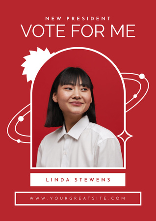 President Election Announcement with Young Woman Poster A3 Design Template
