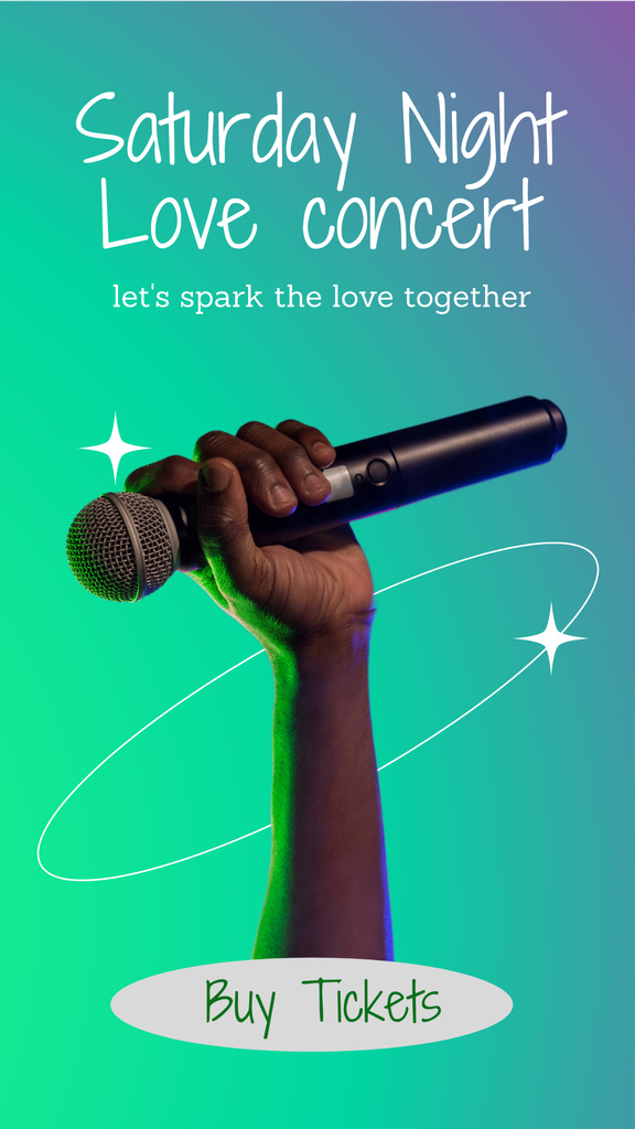 Saturday Night Love Concert With Microphone Instagram Story Design Template