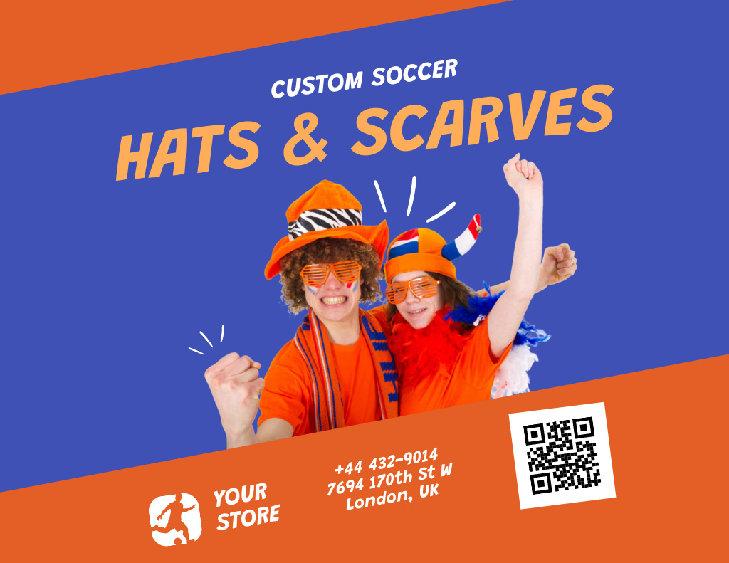 Designvorlage Must-have Soccer Hats and Scarves für Flyer 8.5x11in Horizontal