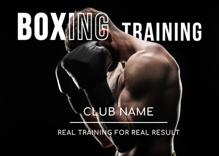 Boxing Training Classes Ad on Black Postcard Design Template