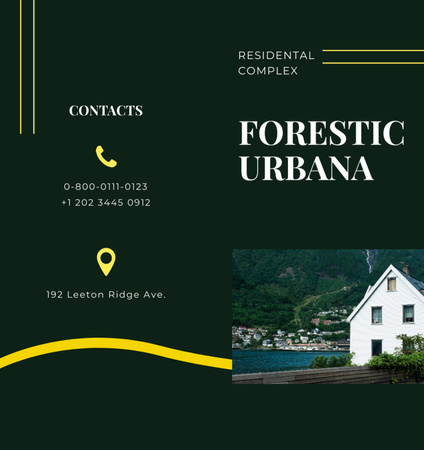 Plantilla de diseño de Anuncio de complejo residencial de madera moderno en verde Brochure Din Large Bi-fold 