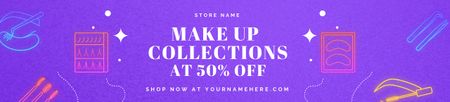 Ontwerpsjabloon van Ebay Store Billboard van Discount Offer on Makeup Collection