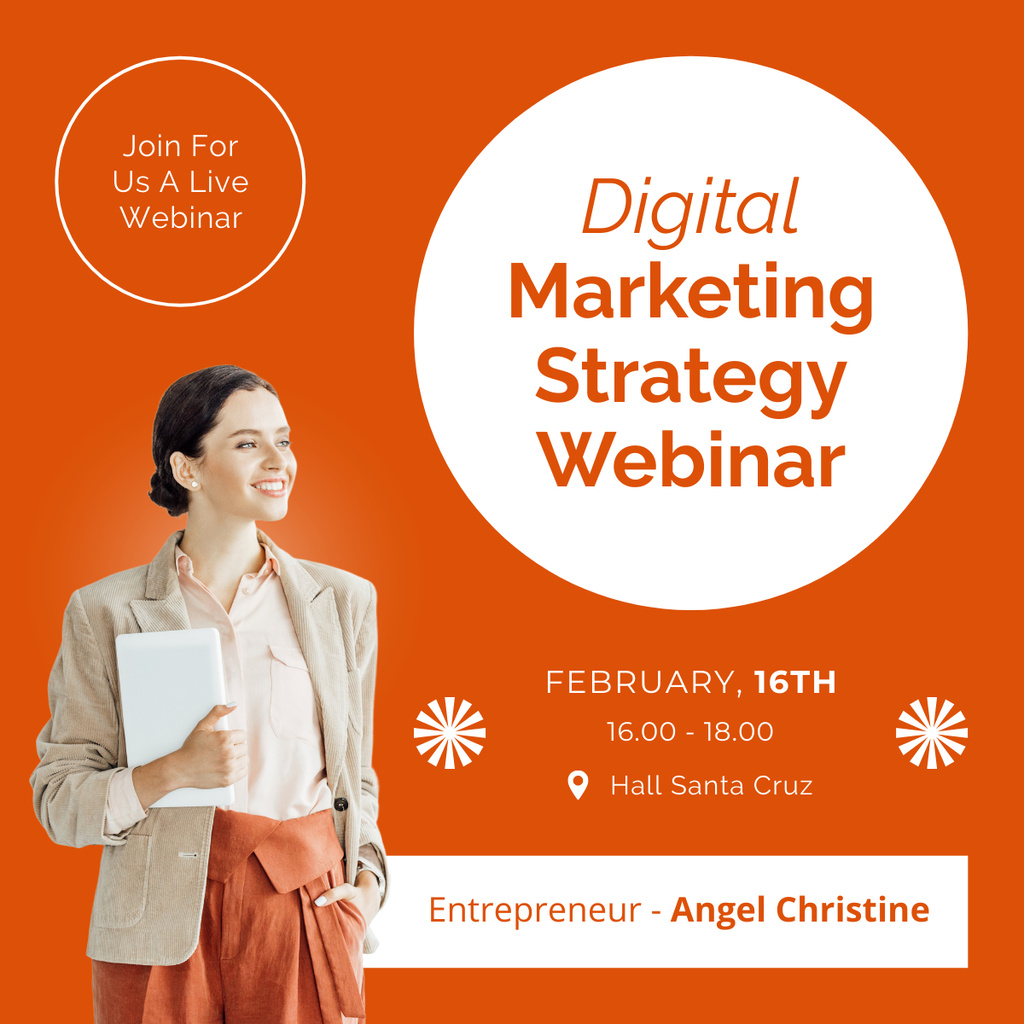 Digital Marketing Strategy Course on Orange LinkedIn post Modelo de Design