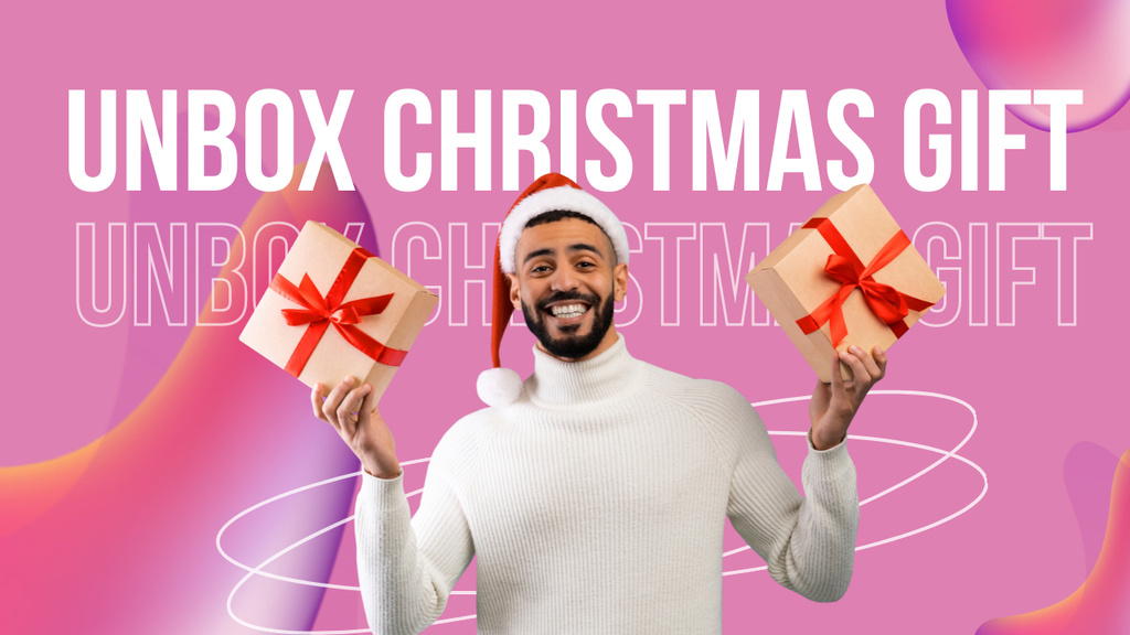 Unbox Christmas Gift Purple Youtube Thumbnail Design Template