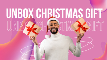 Розпакуйте Різдвяний подарунок Фіолетовий Youtube Thumbnail – шаблон для дизайну