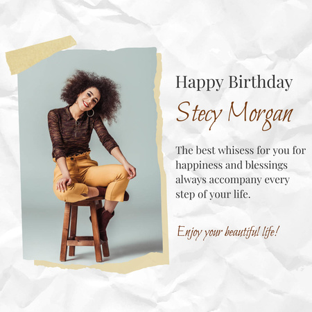 Plantilla de diseño de Birthday Greeting with Happy Young Girl Instagram 