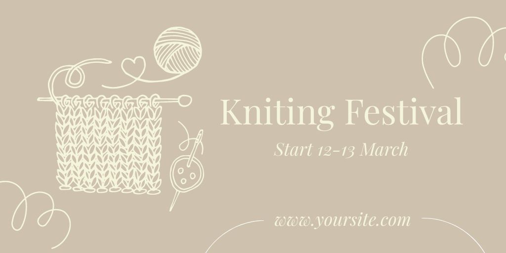 Knitting Festival Announcement Twitter Design Template