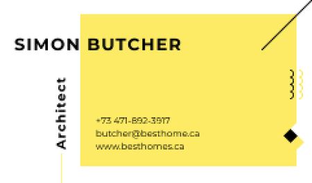 Architect Business Contacts in Yellow Business card Modelo de Design