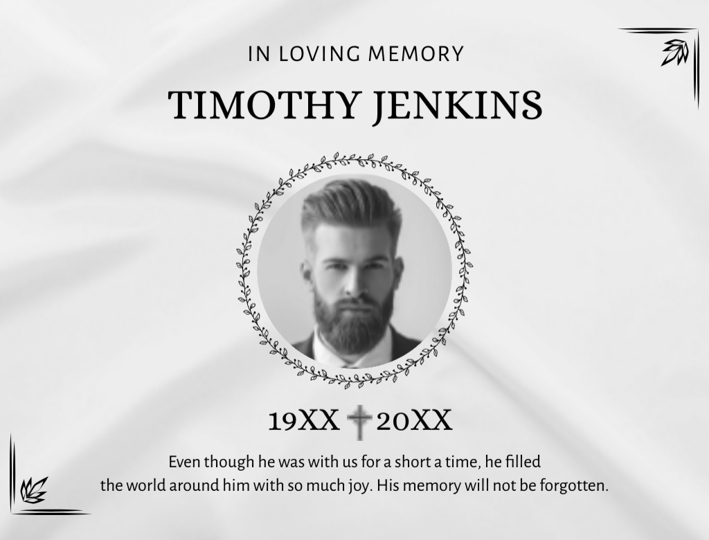 Funeral Memorial Card with Photo Postcard 4.2x5.5in – шаблон для дизайна