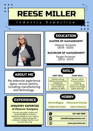 Ontwerpsjabloon van Resume van Vaardigheden en ervaring in branche-expertise