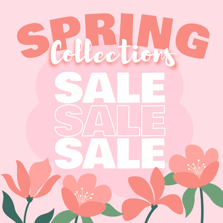 Plantilla de diseño de Spring Collections Sale with  Flower Pattern Animated Post 