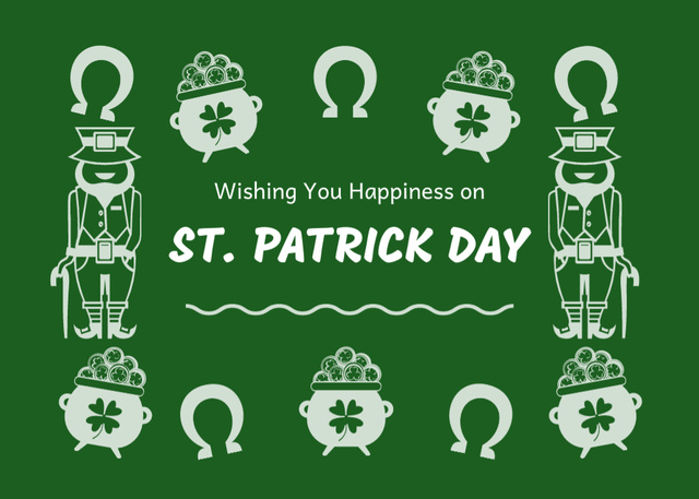 Ontwerpsjabloon van Postcard 5x7in van Happy St. Patrick's Day on Green