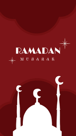 Ramadan Congratulations with Mosque Silhouette In Red Instagram Story Design Template