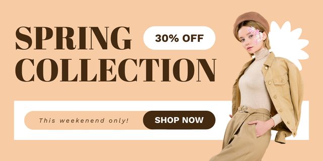 Spring Collection Discount Offer for Women Twitterデザインテンプレート