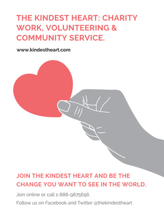 Plantilla de diseño de Charity event Hand holding Heart in Red Poster US 