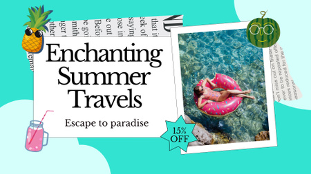 Platilla de diseño Summer Travels Offer With Discount And Inflatable Ring Full HD video