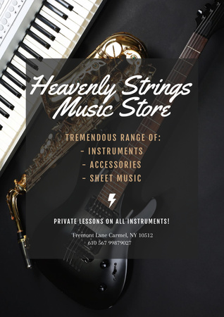 Platilla de diseño Music Store Offer with Electric Guitars Poster