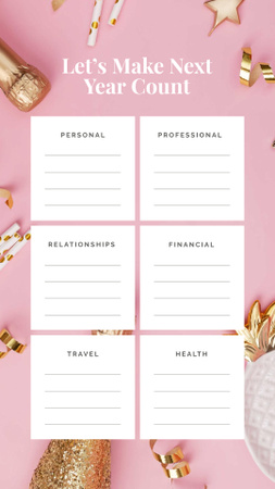 Personal and professional Goals list for year Instagram Story Modelo de Design