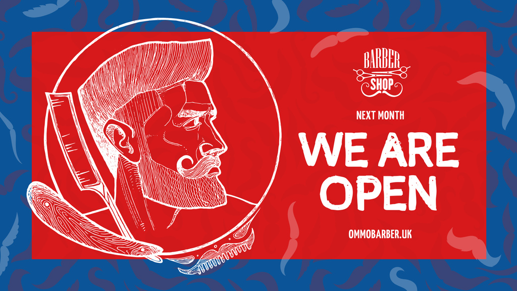 Template di design Barbershop Ad Man with Stylish Haircut FB event cover