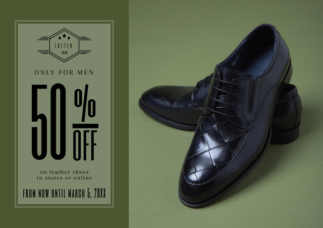 Discount on Classic Men’s Shoes Poster A2 Horizontal – шаблон для дизайна