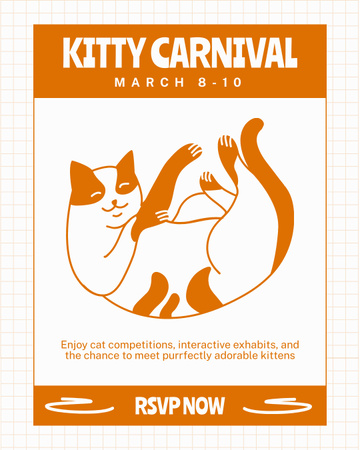 Anúncio de Carnaval de Kitty com Competição de Animais de Estimação Instagram Post Vertical Modelo de Design