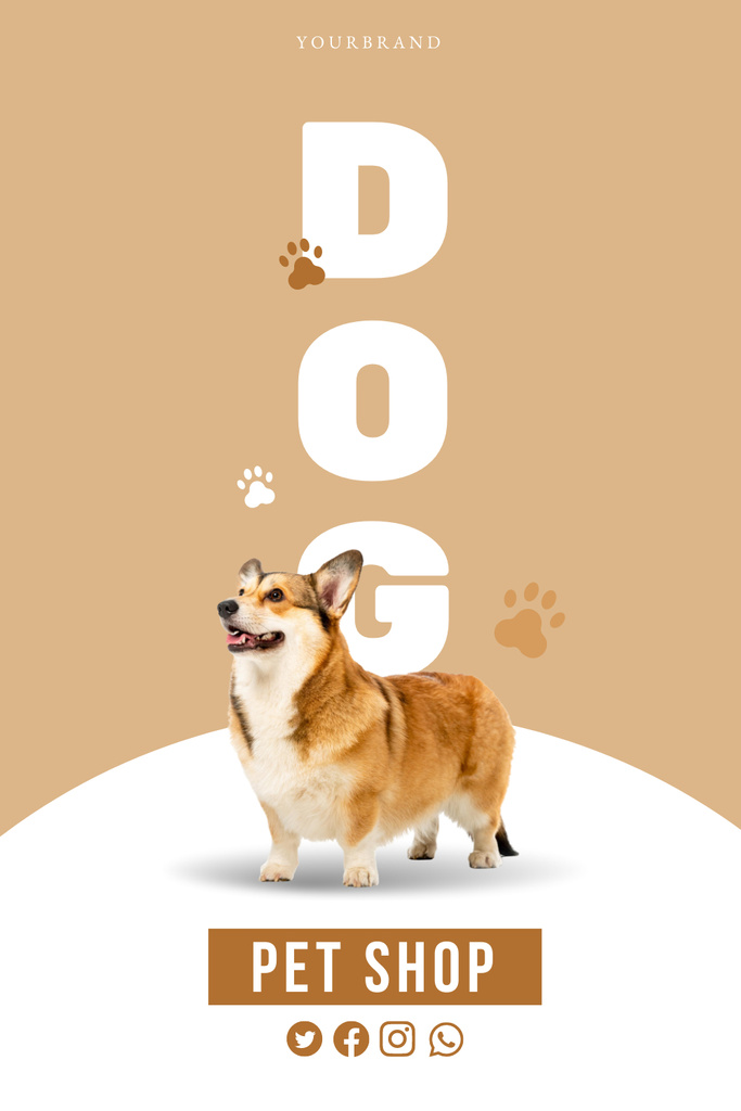 Pet Shop Ad with Cute Corgi Pinterest Design Template
