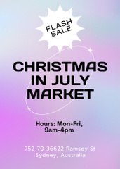 Advertisement for Christmas Sale in July with Sand Snowman